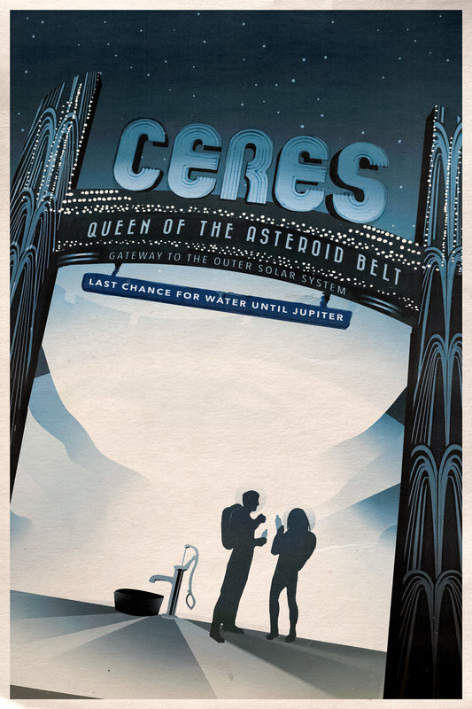 NASA Space Travel to Ceres Queen of the Asteroid Belt Vintage Art Poster