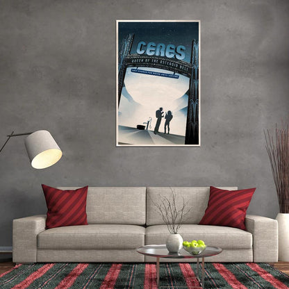 NASA Space Travel to Ceres Queen of the Asteroid Belt Vintage Art Poster