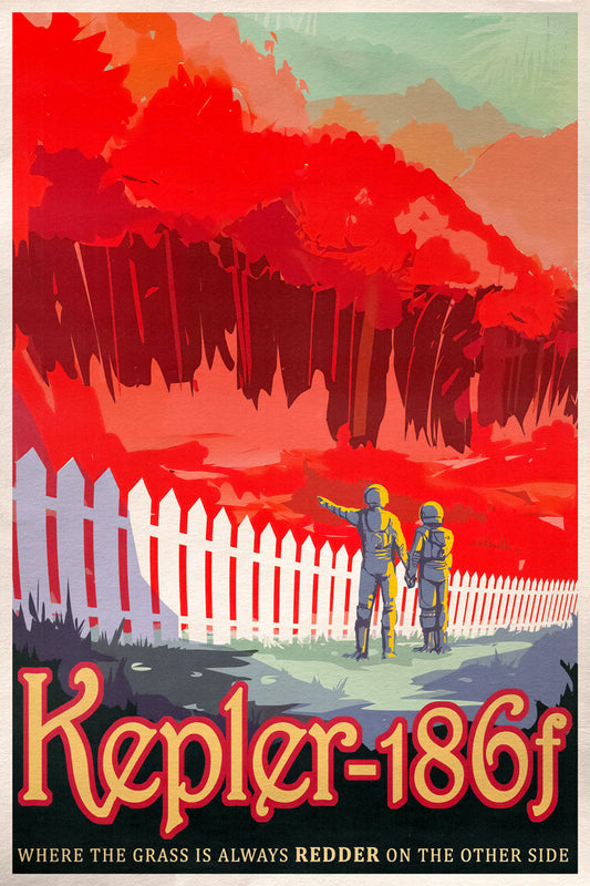 NASA Space Travel to Kepler-186f Vintage Art Poster