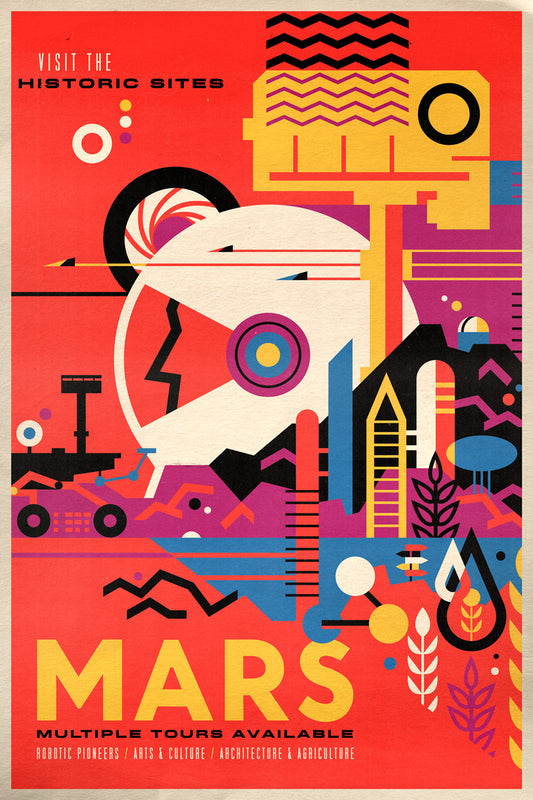 NASA Space Travel to Mars Vintage Art Poster