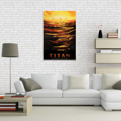 NASA Space Travel to Titan Vintage Art Poster