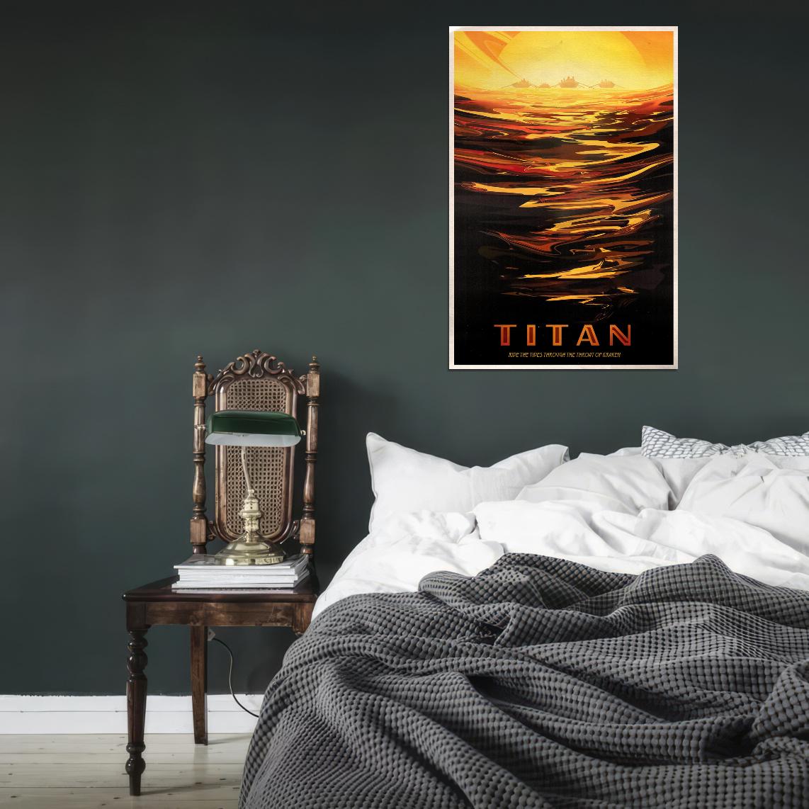 NASA Space Travel to Titan Vintage Art Poster