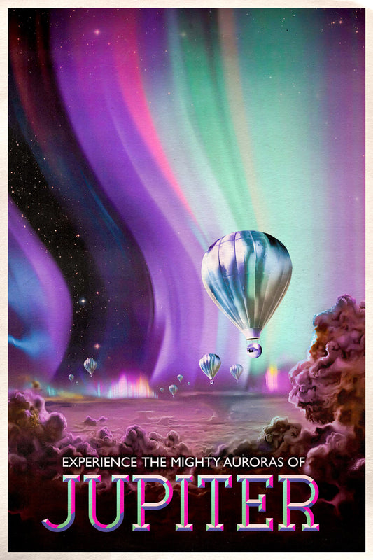 NASA Space Travel Experience the Mighty Auroras of Jupiter Vintage Art Poster