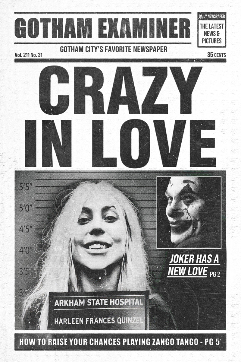 Joker: Folie a Deux 2024 Movie Poster Lady Gaga Mugshot Film Wall Print