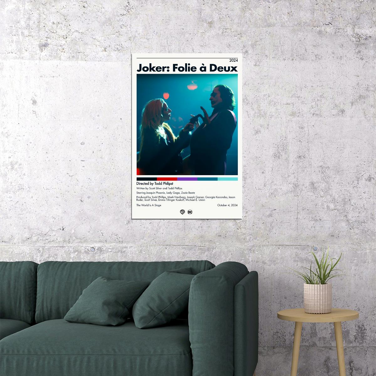 Joker: Folie a Deux 2024 Movie Poster Joaquin Phoenix Lady Gaga Film Wall Print