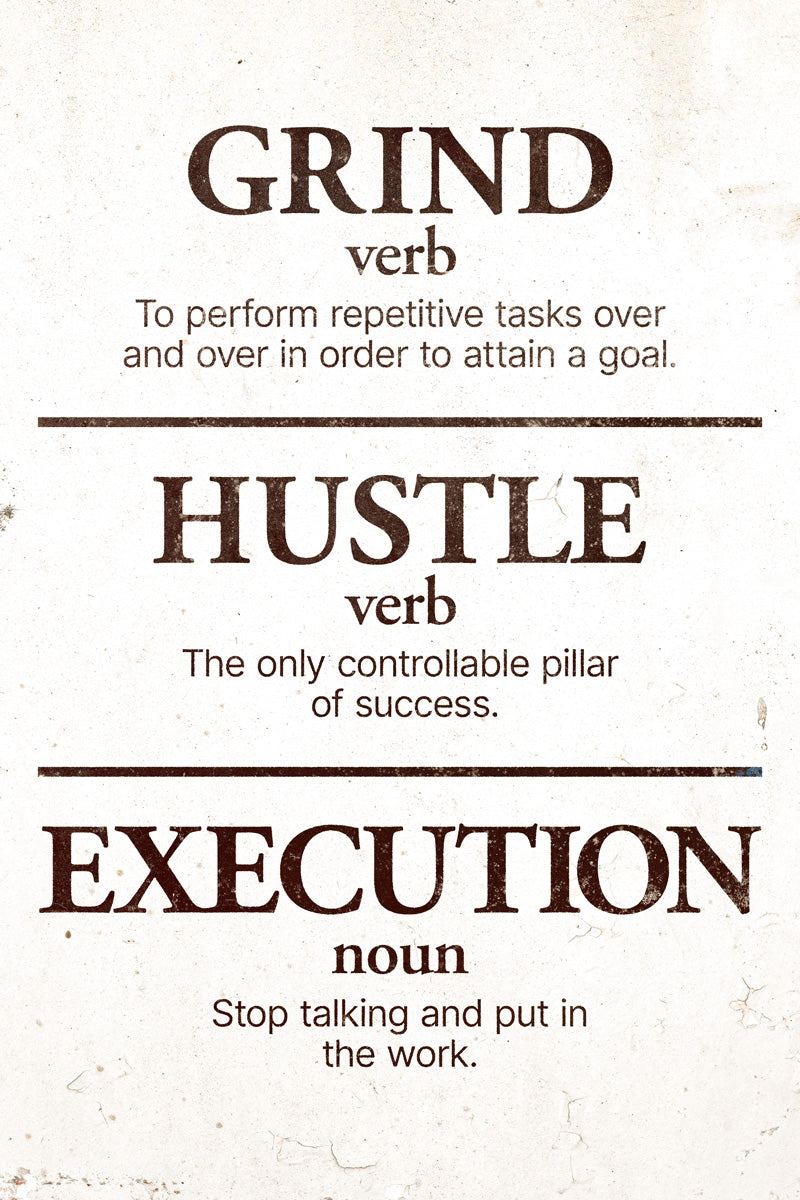 Grind Hustle Execution Motivational Poster Inspirational Art Print