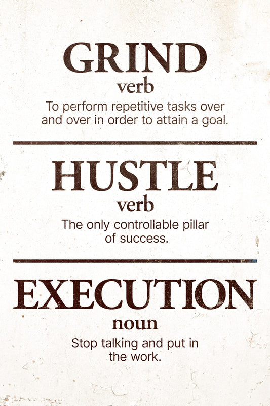 Grind Hustle Execution Motivational Poster Inspirational Art Print