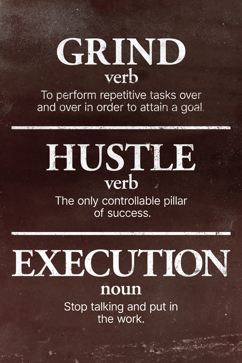 Grind Hustle Execution Motivational Poster Positive Wall Decor For Office