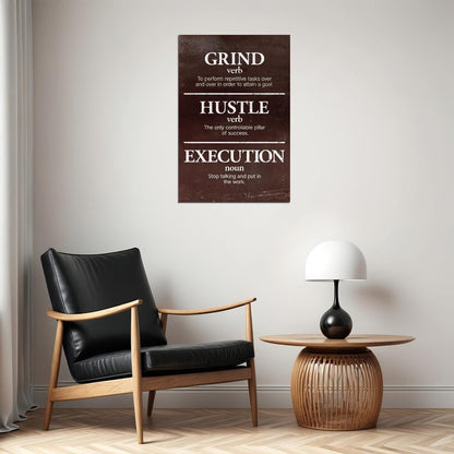 Grind Hustle Execution Motivational Poster Positive Wall Decor For Office