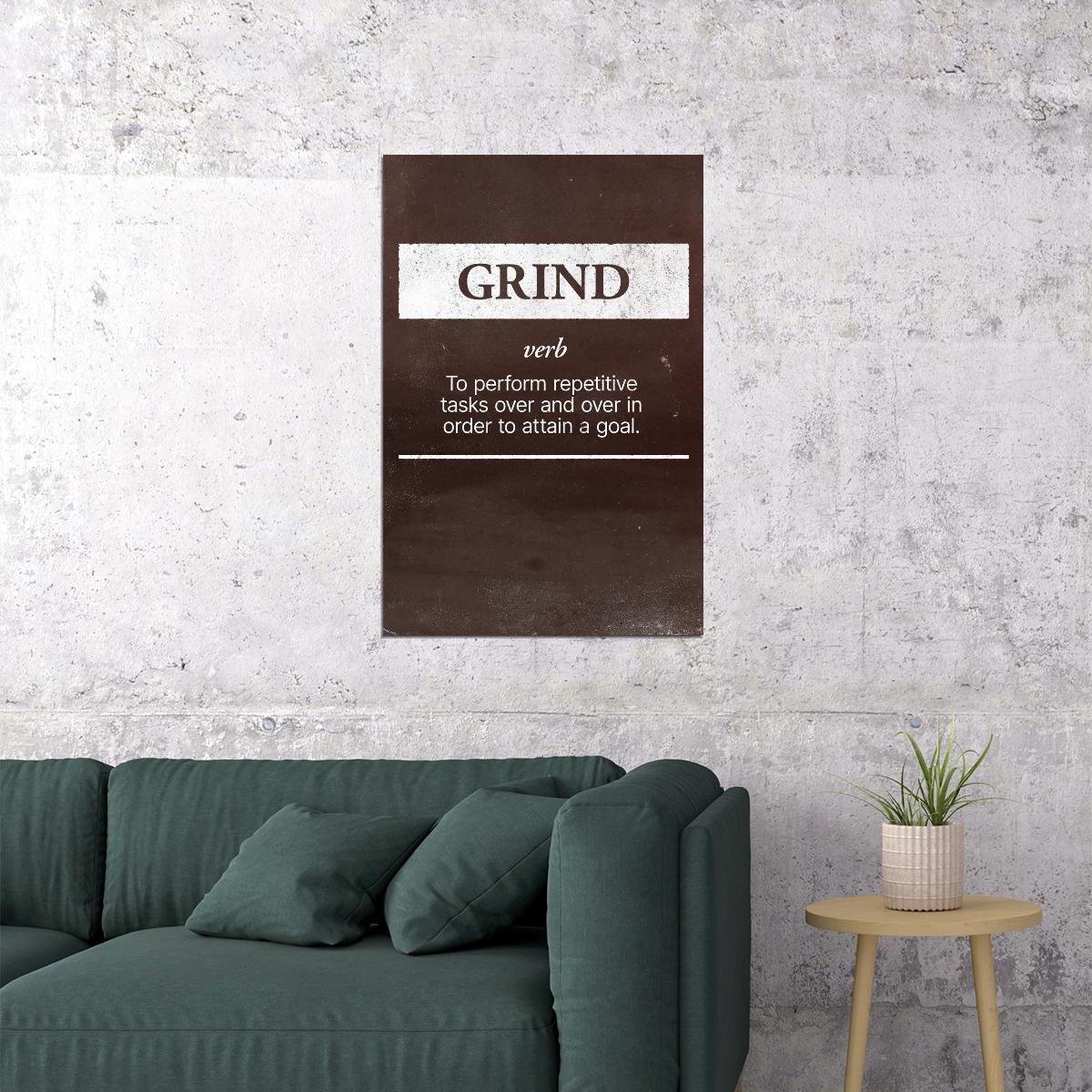 Grind Motivational Poster Inspirational Art For Bedroom