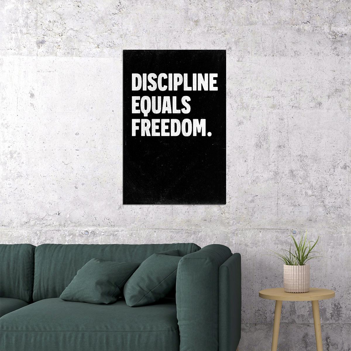 Discipline Equals Freedom Motivational Poster Positive Office Wall Art