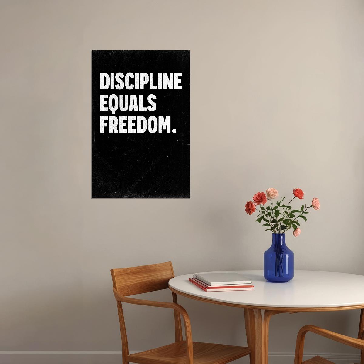 Discipline Equals Freedom Motivational Poster Positive Office Wall Art