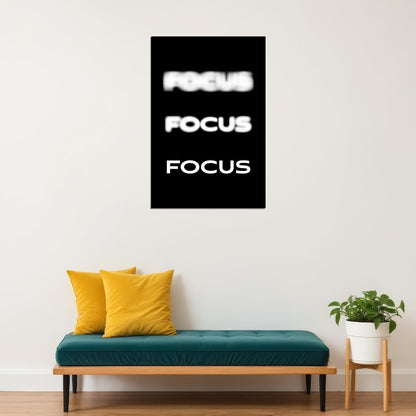 Focus Motivational Poster With Sayings Black And White Office Wall Art