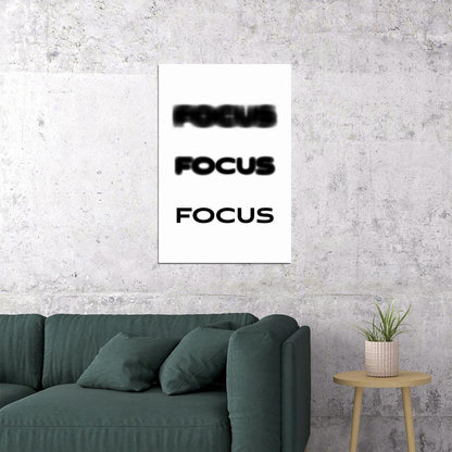 Focus Motivational Poster With Sayings Black and White Inspirational Home Decor