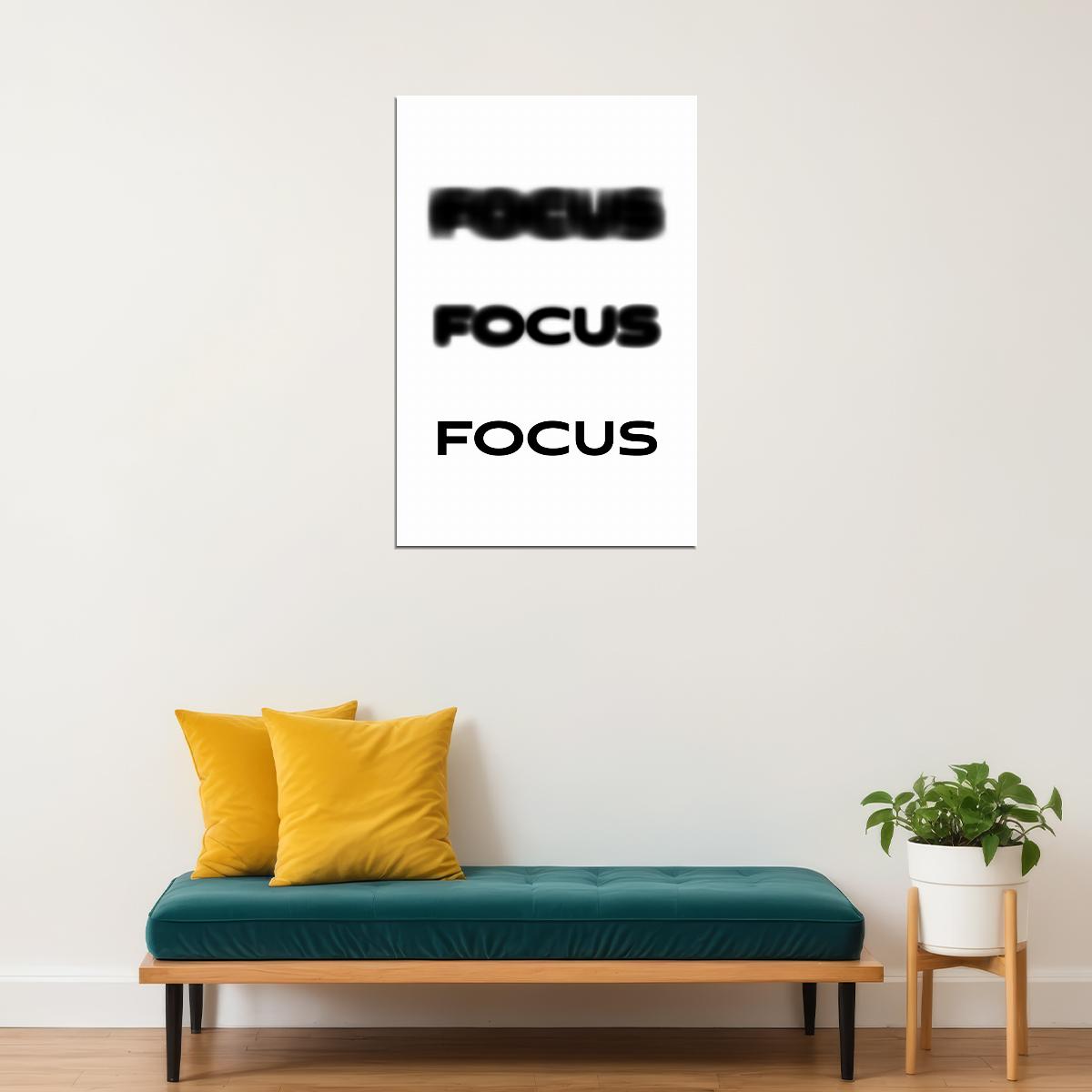 Focus Motivational Poster With Sayings Black and White Inspirational Home Decor