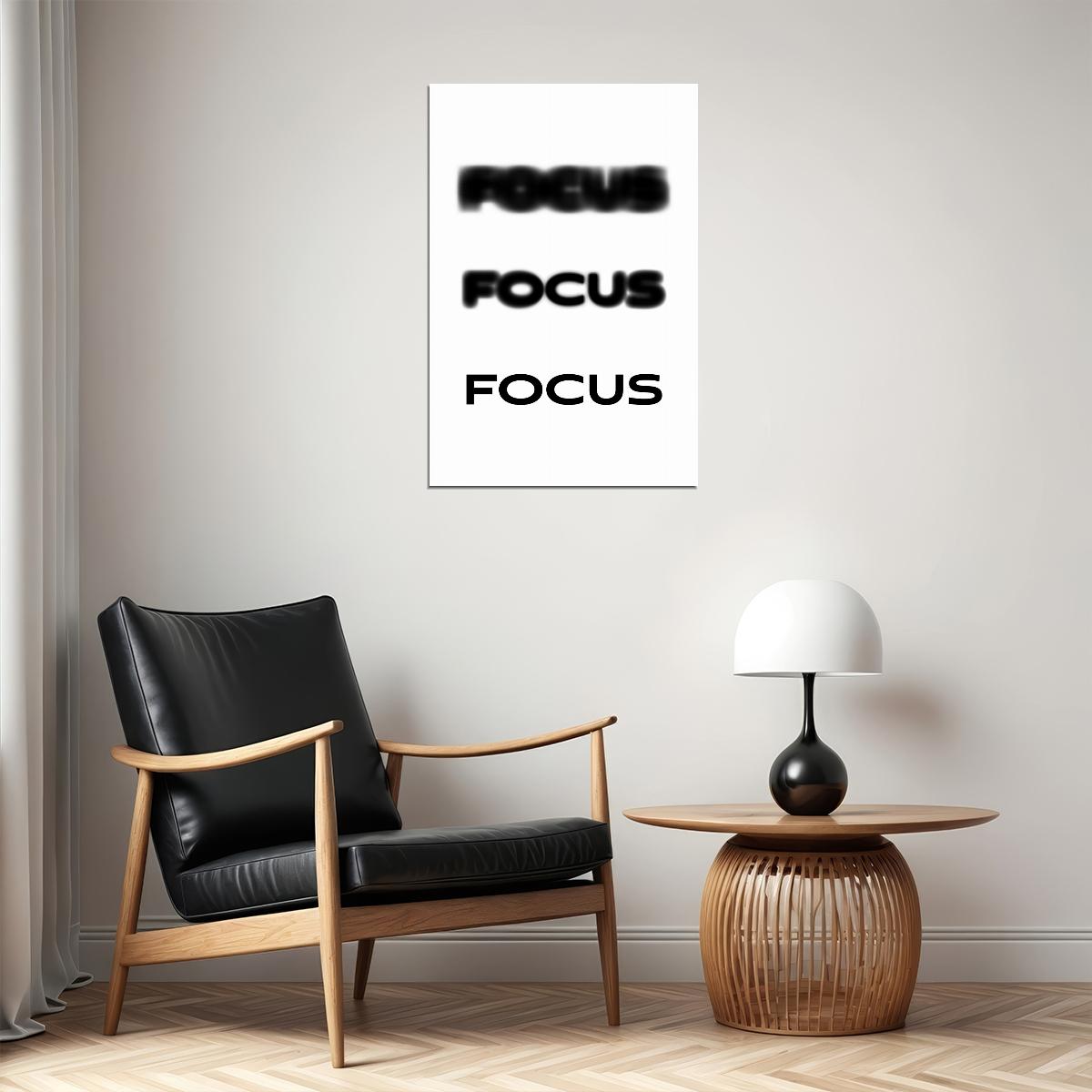 Focus Motivational Poster With Sayings Black and White Inspirational Home Decor