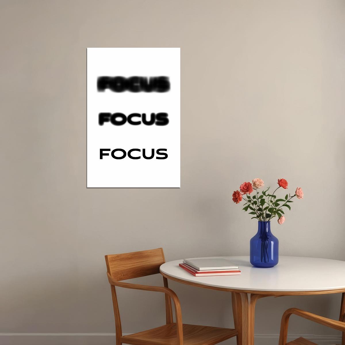 Focus Motivational Poster With Sayings Black and White Inspirational Home Decor