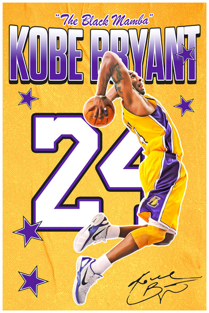 Kobe Bryant Black Mamba Basketball Poster Motivational Wall Art