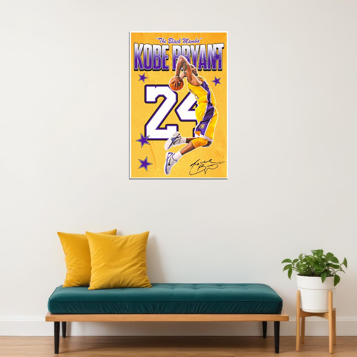 Kobe Bryant Black Mamba Basketball Poster Motivational Wall Art