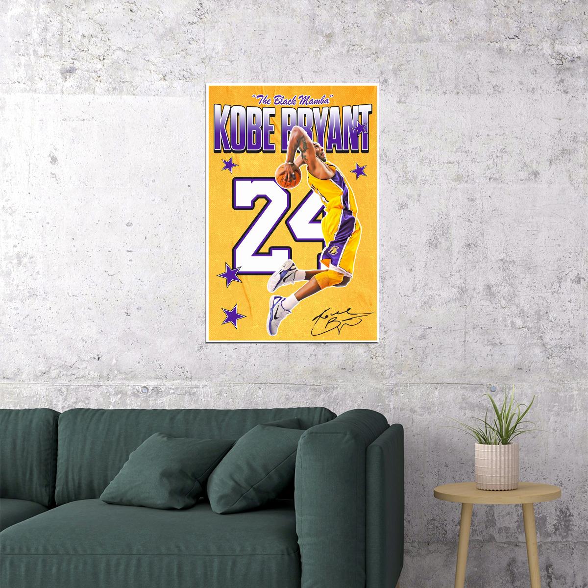 Kobe Bryant Black Mamba Basketball Poster Motivational Wall Art