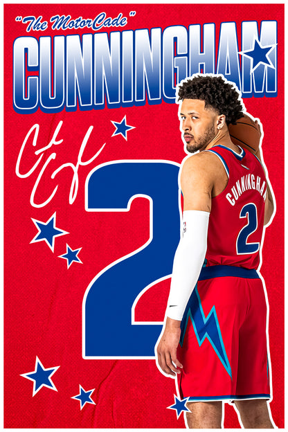 Cade Cunningham MotorCade Basketball Poster Sports Wall Art Print