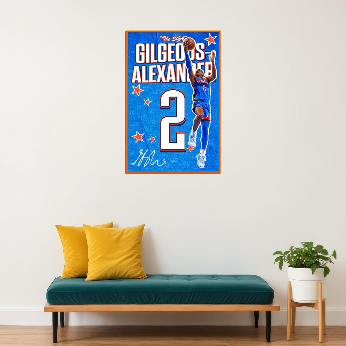 Shai Gilgeous-Alexander SGA Basketball Poster Motivational Wall Art