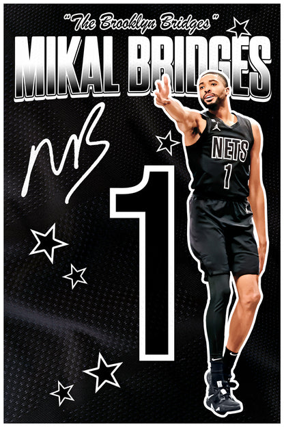 Mikal Bridges Brooklyn Bridges Basketball Poster Motivational Wall Art