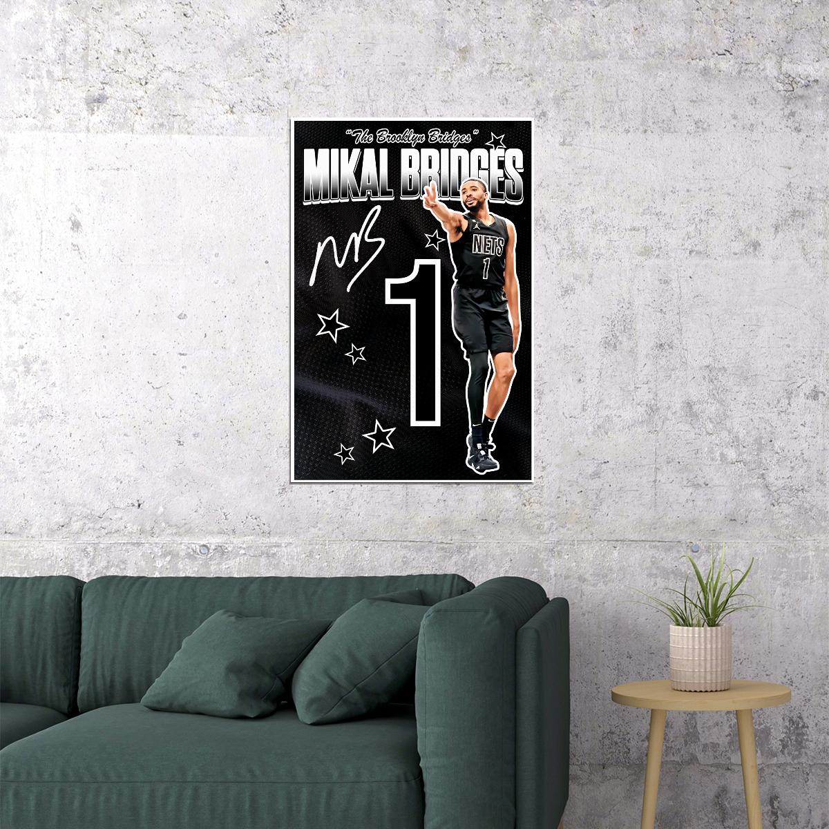 Mikal Bridges Brooklyn Bridges Basketball Poster Motivational Wall Art