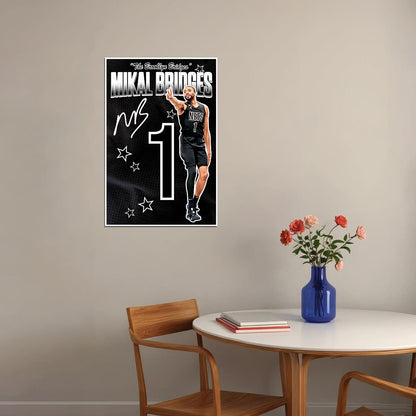 Mikal Bridges Brooklyn Bridges Basketball Poster Motivational Wall Art