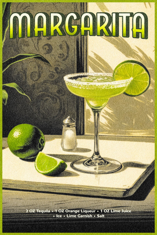 Margarita Cocktail Vintage Poster Retro Eclectic Kitchen Wall Art Print