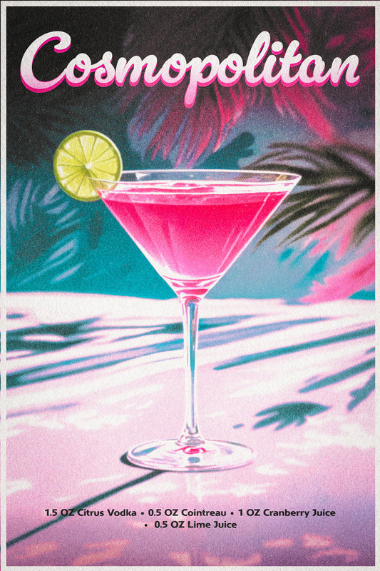 Cosmopolitan Cocktail Vintage Poster Cafe Print Kitchen Wall Art Dining Room Wall Decor