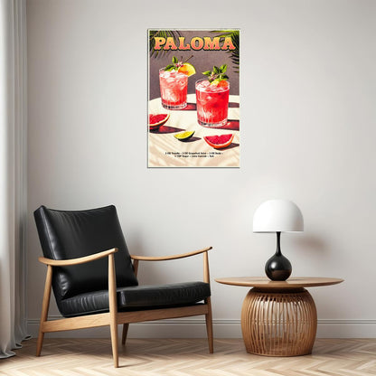 Paloma Cocktail Vintage Poster Retro Dining Room Wall Art Print