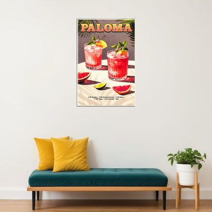 Paloma Cocktail Vintage Poster Retro Dining Room Wall Art Print