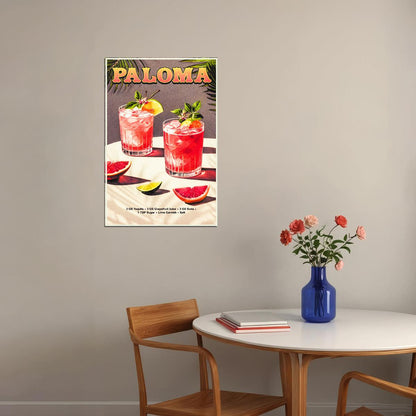 Paloma Cocktail Vintage Poster Retro Dining Room Wall Art Print