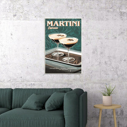 Espresso Martini Cocktail Vintage Poster Retro Aesthetic Coffee Kitchen Wall Art