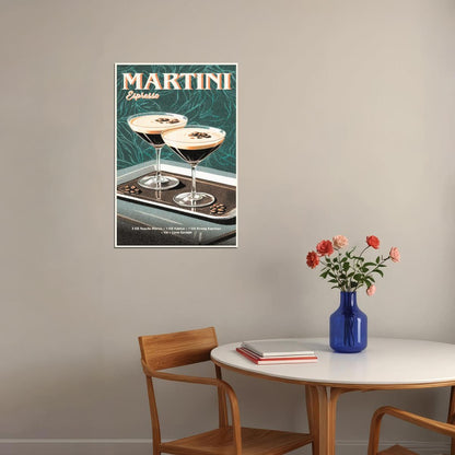 Espresso Martini Cocktail Vintage Poster Retro Aesthetic Coffee Kitchen Wall Art