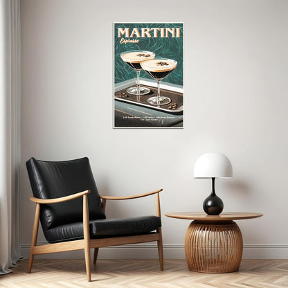 Espresso Martini Cocktail Vintage Poster Retro Aesthetic Coffee Kitchen Wall Art