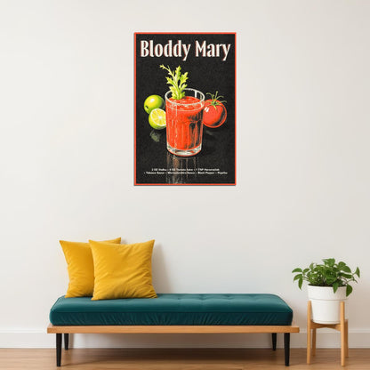 Bloody Mary Cocktail Vintage Poster Maximalist Aesthetic Bar Wall Art