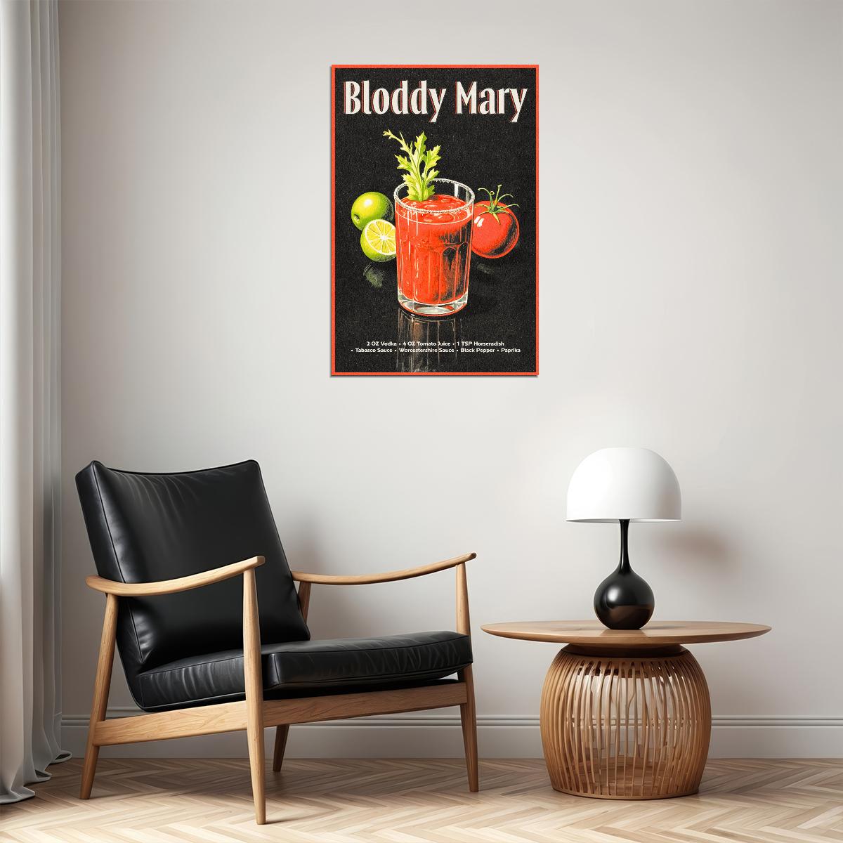 Bloody Mary Cocktail Vintage Poster Maximalist Aesthetic Bar Wall Art