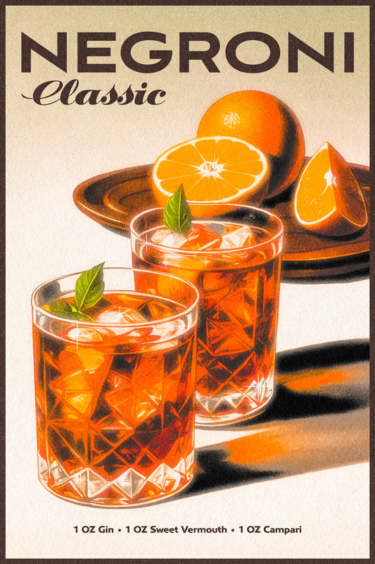 Negroni Cocktail Vintage Poster Eclectic Aesthetic Kitchen Wall Decor