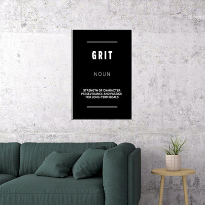 Grit Motivational Poster With Sayings Black and White Inspirational Home Decor