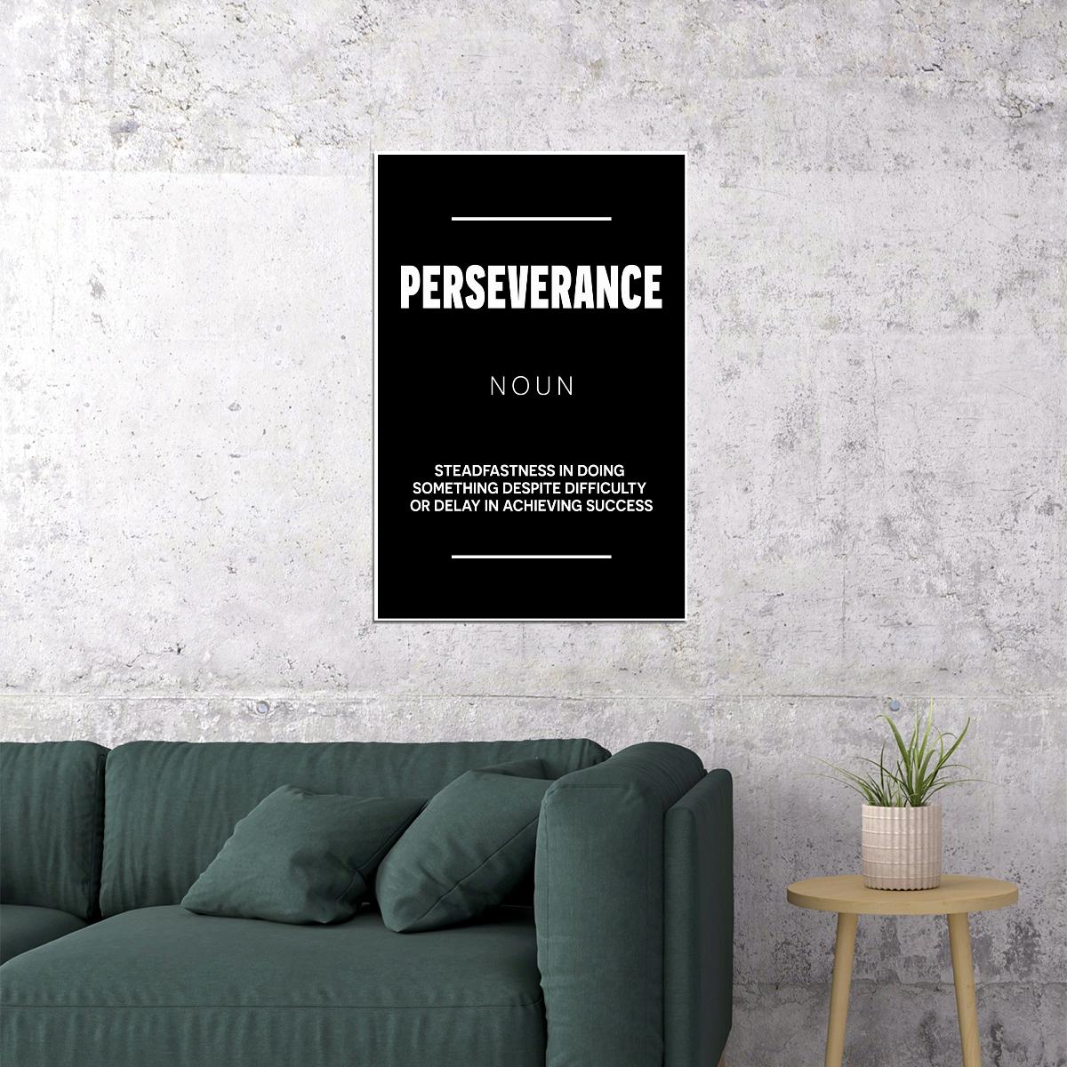 Perseverance Motivational Poster With Sayings Black and White Inspirational Home Decor