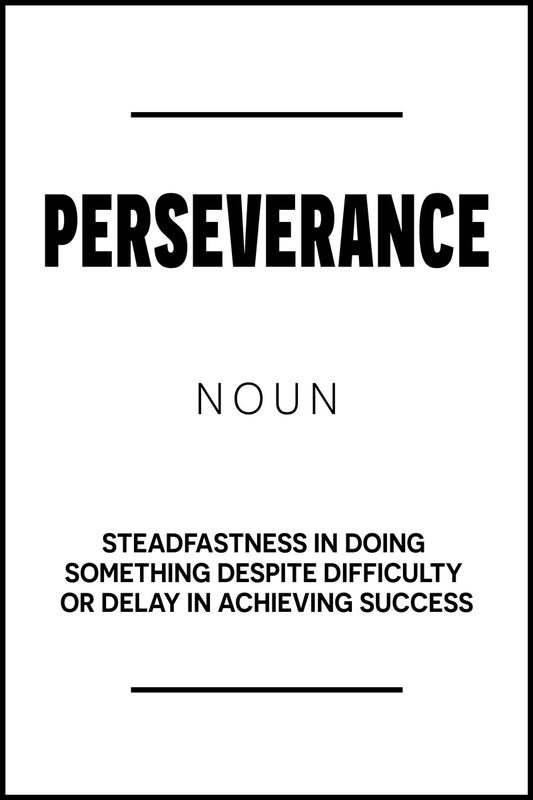 Perseverance Black and White Motivational Poster With Sayings Office Wall Art