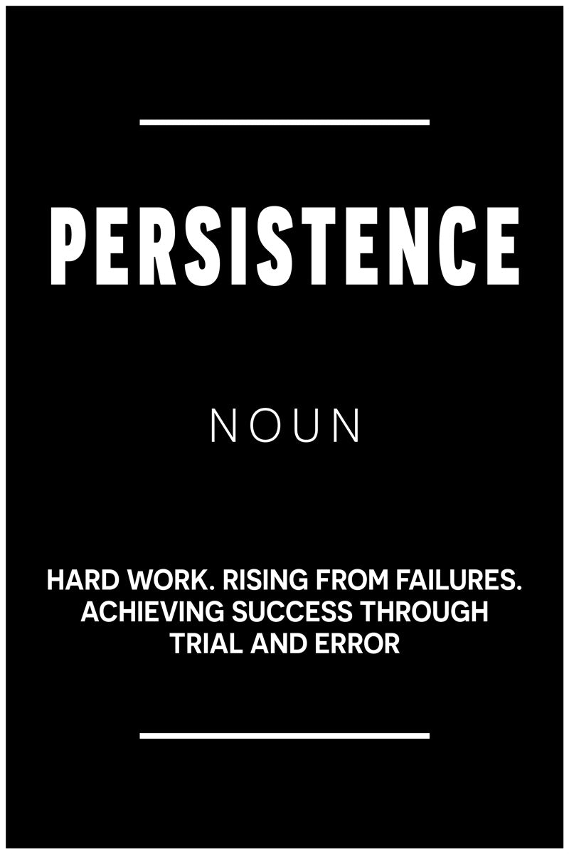 Persistence Motivational Poster With Sayings Black and White Inspirational Home Decor