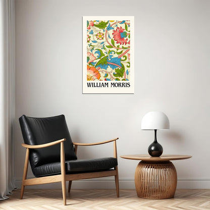 William Morris Green Flowers Abstraction Wall Art Poster Maximalist Aesthetic Art Deco Print