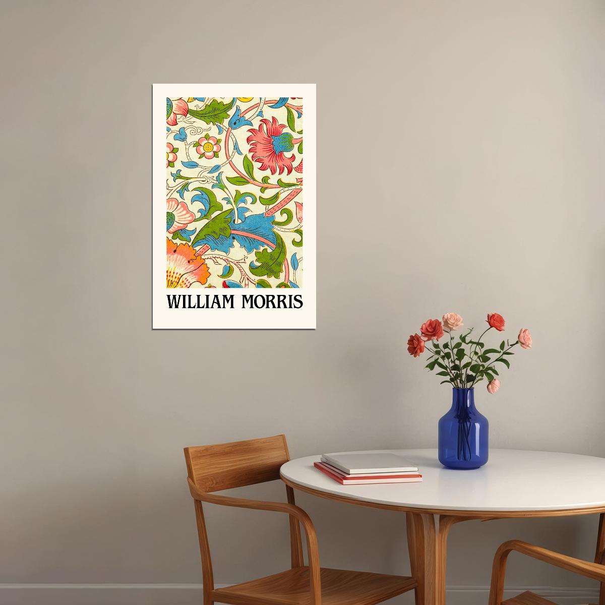 William Morris Green Flowers Abstraction Wall Art Poster Maximalist Aesthetic Art Deco Print