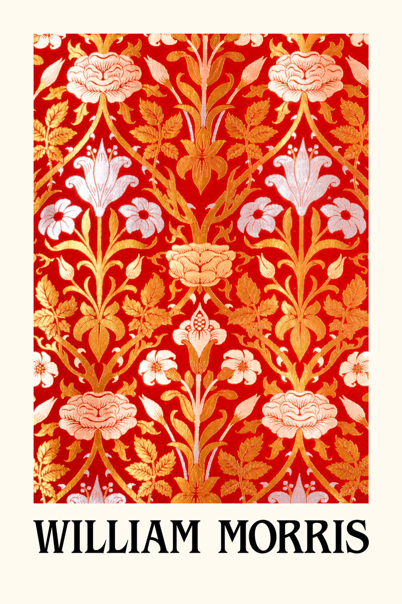 William Morris Red Flowers Eclectic Aesthetic Wall Art Print