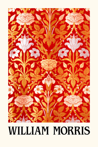 William Morris Red Flowers Eclectic Aesthetic Wall Art Print