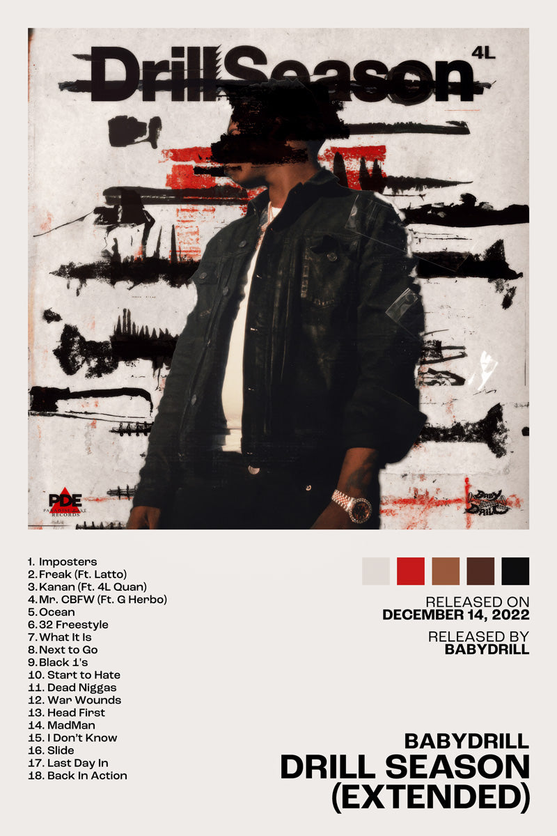 BabyDrill Drill Season Album Cover Music Poster Rap Posters Rapper Album Wall Art Print