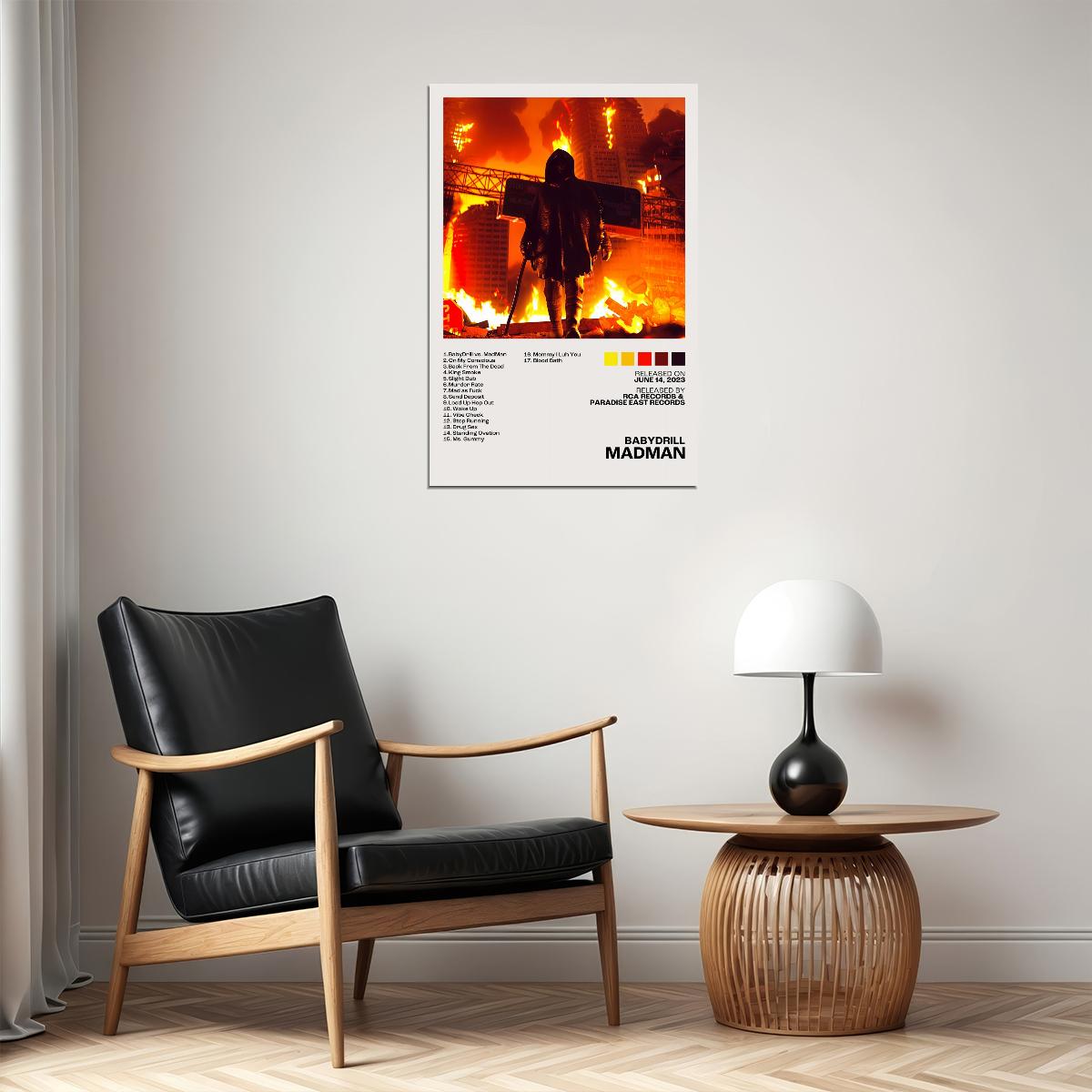 BabyDrill MadMan Album Cover Music Poster Rap Aesthetic Rapper Album Wall Art Records Wall Decor